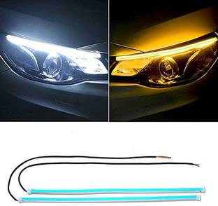 Ramanta 60cm DRL Daytime Running Light Flexible Tube Guide Car LED Strip White and Yellow Color for all Cars 2pc Interior Light Car, Motorbike LED (12 V, 5 W)