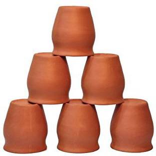 vsudhev (Pack of 6) 2.5-inch Clay Glass (Brown), Pack of 6 Glass Set Water/Juice Glass