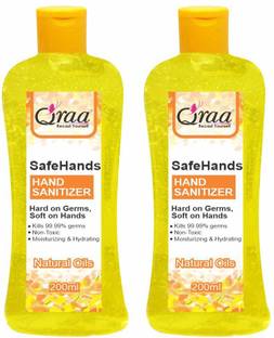 Qraa Safe Hands for All Kind of Flu, Virus- Anti-Bacterial with Neem & Aloe Vera Extracts Combo Pack Hand Sanitizer Bottle