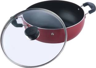 VINOD Zest Non-Stick Deep Kadai with Glass Lid Kadhai 22 cm diameter with Lid 4.1 L capacity