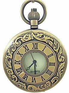Vishu ENT Designer Golden Vintage Pocket Clock Watch Metallic Keychain/Key Ring Key Chain
