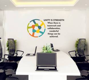 Decal O Decal 50 cm Unity is Strength Teamwork achievement Quotes Wall Stickers (PVC Vinyl,Multicolour) Self Adhesive Sticker