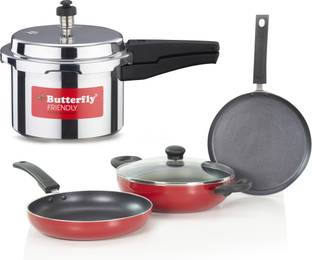 Butterfly Friendly Base / IB Kitchen Starter Kit Induction Bottom Non-Stick Coated Cookware Set