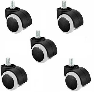 PANISTHA 5 Pieces Twin Castor Wheels Threaded for revolving Chairs and Other revolving Products Bar Stool Wheels