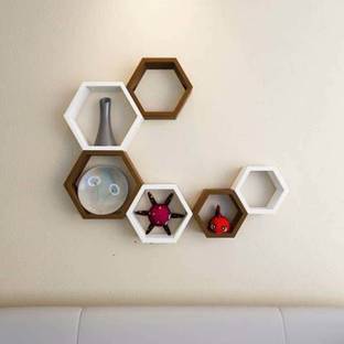 indo craft hexagon MDF (Medium Density Fiber) Wall Shelf