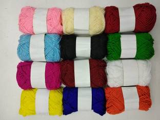 Sancheti Hand Knitting Art Craft Soft Fingering Crochet Hook Yarn, Needle Knitting Thread For Wool Ball Hand Knitting Art Craft Soft Fingering Crochet Hook Yarn, Needle Knitting Thread Dyed Multi Color Pack Of 12