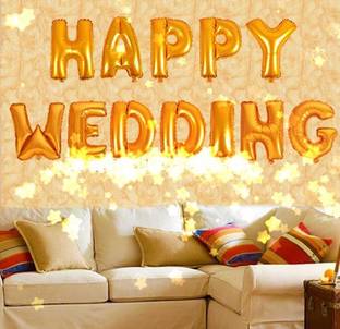 Balloons Solid 16Inch HAPPY WEDDING Letters Foil Balloon Party Decor, Balloon Decor, Letters Balloon Balloon