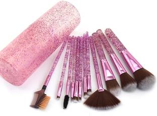 Yoana Professional Series Makeup Brush Set With Storage Barrel - Shiny Purple