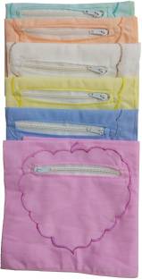 Adhvik Set of 6 Pcs Premium Quality Women's/ Girl's Pure Cotton Multicolor Zipper Pouch Apple Embroidery Design Hankies/ Hanky/ Handkerchief ["Multicolor"] Handkerchief