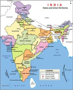 India Map Fully Waterproof Vinyl Sticker Poster (24X36 inches) can1296-3 Fine Art Print