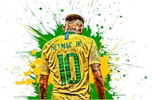 DivineDesigns 43 cm Neymar Jr. 10 Sticker ( Size :- 64 X 43 cm ) Self Adhesive Sticker