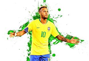 DivineDesigns 43 cm Brazilian Player Neymar Sticker ( Size :- 64 X 43 cm ) Self Adhesive Sticker
