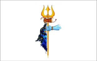 DivineDesigns 51 cm Shiv ji Trishul Sticker ( Size :- 20 X 39 inch ) Self Adhesive Sticker