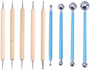 Levin 9 pcs Dotting Acrylic Rods/Nail Art Tool/Ceramic Clay Dot Painting Tool Clay Pottery Modeling Kit