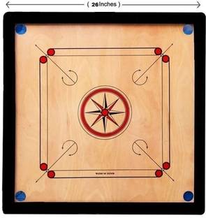 pinaki Gloss Finish Medium size Carrom Board with Coins, Striker & Powder Size 66.04 cm Carrom Board