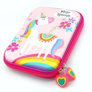Decor Express Multipurpose Stylish Unicorn Print Jumbo Pencil Case, Pen & Pencil Pouch for School,Unicorn Pouch for Girls (Dream Unicorn Pink) Unicorn Art EVA Pencil Box
