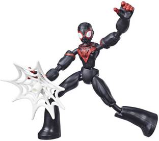 MARVEL Spider-Man Bend and Flex Miles Morales, 6-Inch Flexible Action Figure, Web Accessory, Ages 6 And Up