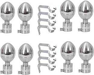 LETSFLY Silver Rod Rail Bracket, Curtain Knobs Metal