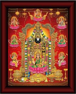 saf Tirupati Balaji UV Textured Multi-Effect Painting Digital Reprint 14 inch x 11 inch Painting
