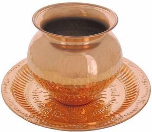 OgCombo Copper Pooja Plate GAYATRI MANTRA AND Kalash Lota Copper