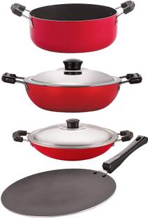 NIRLON Gas Compatible Nonstick Aluminium Cookware 4 Pieces Set, (CT12_DKD(M)_AC_CS24) Non-Stick Coated Cookware Set