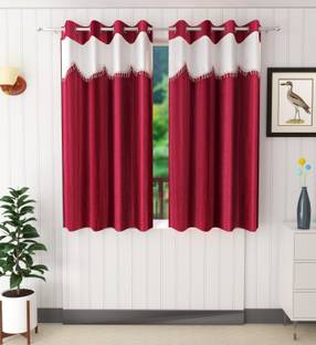 Stella Creations 152 cm (5 ft) Window Polyester Semi Transparent Curtain (Pack Of 2)
