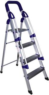 PARASNATH Railing 4 Step Folding Ladder Heavy Duty Ladder Mild Aluminium Ladder