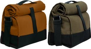 Marine Pearl Set of 2 Thermal Sling Lunch Bag with Bottle Spoon Folk Holder / Seprate Pocket For Spices / Adjustable Height Waterproof Lunch Bag
