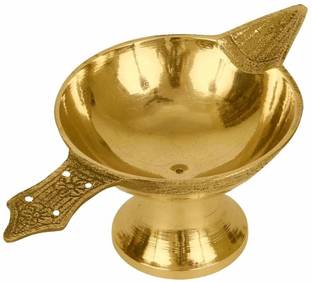स्टाइलवेल Pure Brass Akhand Laxmi Deepak Pital Diya /Deepak for Arti पीतल टेबल दीया