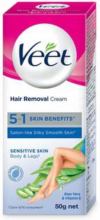 Veet Silk & Fresh Hair Removal Cream, Sensitive Skin - 50 g Cream