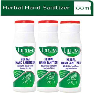 LILIUM Herbal , Fliptop, 100ml, Pack of 3 Hand Sanitizer Bottle