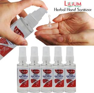 LILIUM Herbal , Pump, 50ml, Pack of 5 Hand Sanitizer Bottle