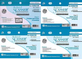Ca Foundation Solved Scanner Paper 1 To 4 Combo (Shuchita Scanner ) (Paper-1 Principles And Practice Of Accounting, Paper-2 Business Laws And Business Correspondence And Reporting, Paper-3, Business Mathematics, Logical Reasoning And Statistics, Paper - 4 Business Economics And Business And Commercial Knowledge) (Assessment Year 2020-21)