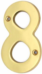 Wigano 4"Inch Brass Lacquered Finish Stylish House Door Numbers (Number 8)Gold Sign