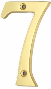 Wigano 4"Inch Brass Lacquered Finish Stylish House Door Numbers (Number 7) Gold Sign