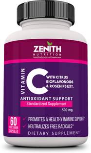 Zenith Nutrition Vitamin -C with Citrus Bioflavonoids and Rose hips 500mg- 60 Nos | Lab tested