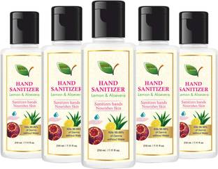 Bioly  kills 99.99% germs and infection without water with triple action formula sanitizes (Pack of 5) Hand Sanitizer Bottle