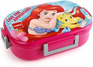 सेलो Feast Deluxe Lunch Box with Inner Steel, Princess Design, Pink Colour 2 कंटेनर लंच बॉक्स