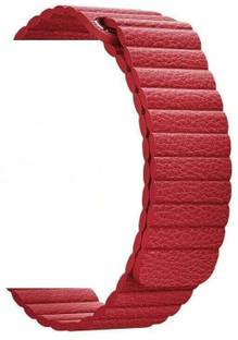 TINGTONG Adjustable Leather Strap Band with Ultra Secure, Strong Magnetic Closure for iWatch 42mm/44mm, Compatible with Watch Series 1/2/3/4/5 T_42/44mm_Red(LeatherMagnetic) Smart Watch Strap
