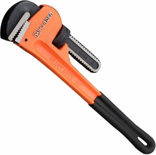 Harden 18" Professional Heavy Duty Chrome Vanadium Pipe Wrench - Heat Treated, Large Torque, Easy to Adjust, Special Up & Down Jaws Ensure Strong Clamping, Thick Body, Anti-Slip, Durable - 600814 Single Sided Combination Wrench
