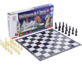 Ratnas Premium Quality 2 in 1 Business & Chess Junior Deluxe Board Game|Board Size: 11 Inches 8 11 Inches Party & Fun Board Game