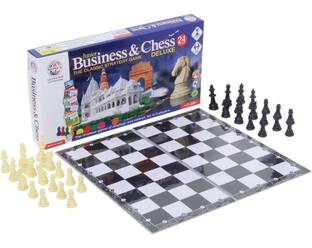 Ratnas Premium Quality 2 in 1 Business & Chess Junior Deluxe Board Game|Board Size: 11 Inches 8 11 Inches Party & Fun Games Board Game