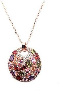 A2S2 Fashion Multi Colors Prongs Setting Cubic Zirconia Necklaces AAA CZ Pendant Necklace Price (Colour: Rose Gold) Copper Necklace