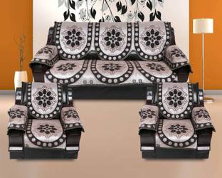 Azotica Cotton Floral 3+1+1 Seater Sofa Cover