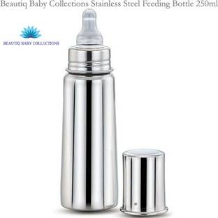 Beautiq Baby Collections Complete Stainless Steel Feeding Bottle with High Grade Silicon Nipple - 250 ml