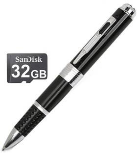 TECHNOVIEW Silver HD Spy Pen Camera 1080P Full HD Free 32GB Memory Card Audio Video Recording Hidden Pen Recorder with Surveillance Loop Recording/Plug Play to PC and Mac/32GB Micro SD Card Included Security Camera