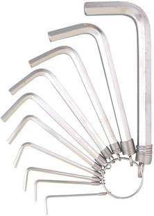 Mass Pro 10Pcs HEX Allenkey Set Chrome In Key Ring Wrench Set Metric System Wrench Screw Repair Tools Allen Key Set