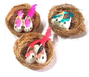 nawani Small 3 Pic Coir Craft Table Decor Hanging Bird Nest ,Size- 7/7 cm