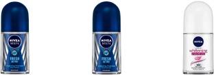 NIVEA MEN FRESH ACTIVE ROLL ON 25 ML & WHITENING SMOOTH SKIN ROLL ON 25 M Deodorant Roll-on  -  For Men & Women