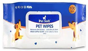 Black Apple Pet Soft Wet Wipes with Fresh Apple Fragrance for Dogs & Cats (100 Pc) Pet Ear Eye Wipes